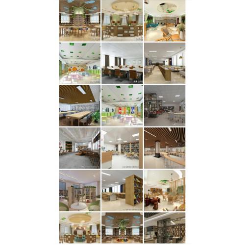 阅览室设计案例效果图#设计# #效果图# - 图书馆阅览室装修设计案例，室内设计案例