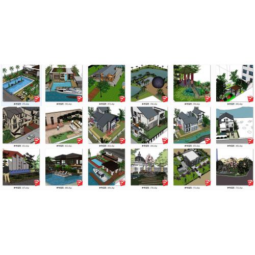 06-18个精品园林庭院设计模型，SKU模型，精品园林庭院设计案例，园林景观设计案例，SKU模型附缩略图