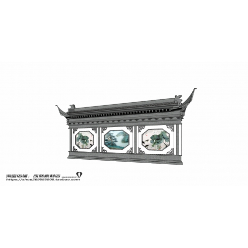 中式园林SKU景墙模型，69套模型，简中式园林、中式景观